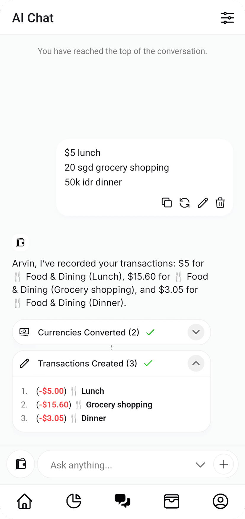 Transactions Record